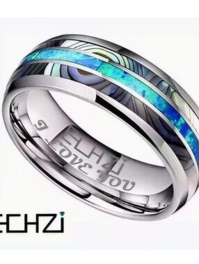 NEW Mens Silver Tungsten Steel Wedding Band With Carbide Inlay